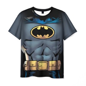 Мужская футболка 3D с принтом Batman костюм в Санкт-Петербурге, 100% полиэфир | прямой крой, круглый вырез горловины, длина до линии бедер | bat man | batman | batman comics | caped crusader | comics | dark knight | shtatbat | бетмен | брюс уэйн | бэт мен | бэтмен | тёмный рыцарь