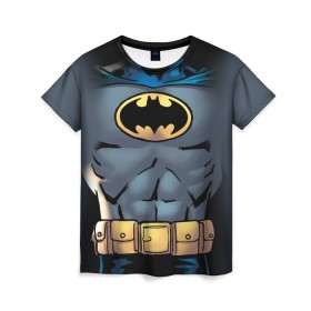 Женская футболка 3D с принтом Batman костюм в Санкт-Петербурге, 100% полиэфир ( синтетическое хлопкоподобное полотно) | прямой крой, круглый вырез горловины, длина до линии бедер | bat man | batman | batman comics | caped crusader | comics | dark knight | shtatbat | бетмен | брюс уэйн | бэт мен | бэтмен | тёмный рыцарь