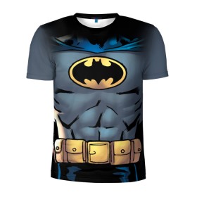 Мужская футболка 3D спортивная с принтом Batman костюм в Санкт-Петербурге, 100% полиэстер с улучшенными характеристиками | приталенный силуэт, круглая горловина, широкие плечи, сужается к линии бедра | bat man | batman | batman comics | caped crusader | comics | dark knight | shtatbat | бетмен | брюс уэйн | бэт мен | бэтмен | тёмный рыцарь