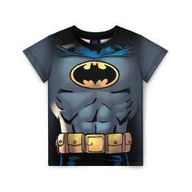 Детская футболка 3D с принтом Batman костюм в Санкт-Петербурге, 100% гипоаллергенный полиэфир | прямой крой, круглый вырез горловины, длина до линии бедер, чуть спущенное плечо, ткань немного тянется | bat man | batman | batman comics | caped crusader | comics | dark knight | shtatbat | бетмен | брюс уэйн | бэт мен | бэтмен | тёмный рыцарь