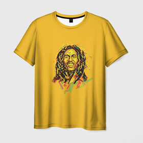 Мужская футболка 3D с принтом Bob Marley в Санкт-Петербурге, 100% полиэфир | прямой крой, круглый вырез горловины, длина до линии бедер | 