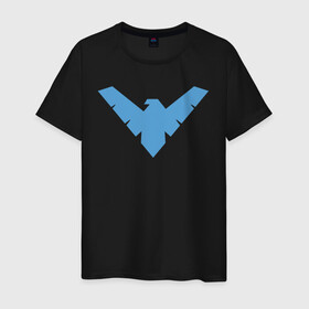 Мужская футболка хлопок с принтом Nightwing в Санкт-Петербурге, 100% хлопок | прямой крой, круглый вырез горловины, длина до линии бедер, слегка спущенное плечо. | Тематика изображения на принте: batman | nightwing | shtatbat | бетмен | бэтмен | найтвинг