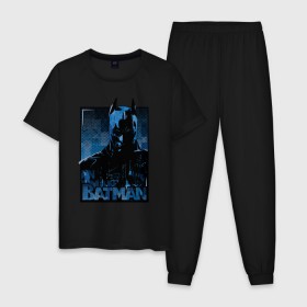 Мужская пижама хлопок с принтом Batman в Санкт-Петербурге, 100% хлопок | брюки и футболка прямого кроя, без карманов, на брюках мягкая резинка на поясе и по низу штанин
 | bat man | batman | batman comics | caped crusader | comics | dark knight | бетмен | брюс уэйн | бэт мен | бэтмен | тёмный рыцарь