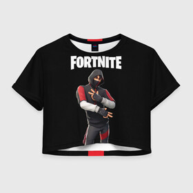 Женская футболка Crop-top 3D с принтом FORTNITE IKONIK (КАПЮШОН) в Санкт-Петербурге, 100% полиэстер | круглая горловина, длина футболки до линии талии, рукава с отворотами | fnchap2 | fortnite | fortnite 2 | fortnite x | ikonik | marshmello | иконик | маршмелло | фортнайт | фортнайт 2 | фортнайт глава 2