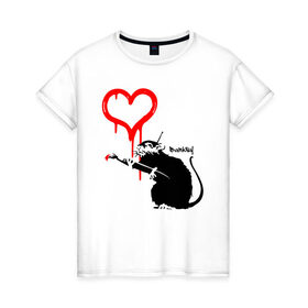 Женская футболка хлопок с принтом BANKSY в Санкт-Петербурге, 100% хлопок | прямой крой, круглый вырез горловины, длина до линии бедер, слегка спущенное плечо | banksy | heart | бэнкси | сердце