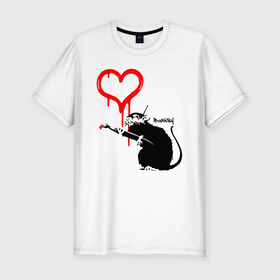 Мужская футболка премиум с принтом BANKSY в Санкт-Петербурге, 92% хлопок, 8% лайкра | приталенный силуэт, круглый вырез ворота, длина до линии бедра, короткий рукав | Тематика изображения на принте: banksy | heart | бэнкси | сердце