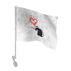 Флаг для автомобиля с принтом BANKSY | БЭНКСИ | СЕРДЦЕ | LOVE в Санкт-Петербурге, 100% полиэстер | Размер: 30*21 см | banksy | heart | бэнкси | сердце
