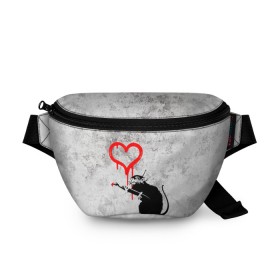Поясная сумка 3D с принтом BANKSY в Санкт-Петербурге, 100% полиэстер | плотная ткань, ремень с регулируемой длиной, внутри несколько карманов для мелочей, основное отделение и карман с обратной стороны сумки застегиваются на молнию | banksy | heart | бэнкси | сердце