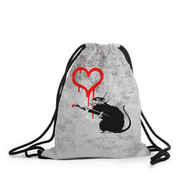 Рюкзак-мешок 3D с принтом BANKSY в Санкт-Петербурге, 100% полиэстер | плотность ткани — 200 г/м2, размер — 35 х 45 см; лямки — толстые шнурки, застежка на шнуровке, без карманов и подкладки | Тематика изображения на принте: banksy | heart | бэнкси | сердце