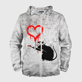 Мужская ветровка 3D с принтом BANKSY в Санкт-Петербурге, 100% полиэстер | подол и капюшон оформлены резинкой с фиксаторами, два кармана без застежек по бокам, один потайной карман на груди | Тематика изображения на принте: banksy | heart | бэнкси | сердце