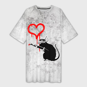 Платье-футболка 3D с принтом BANKSY | БЭНКСИ | СЕРДЦЕ | LOVE в Санкт-Петербурге,  |  | banksy | heart | бэнкси | сердце