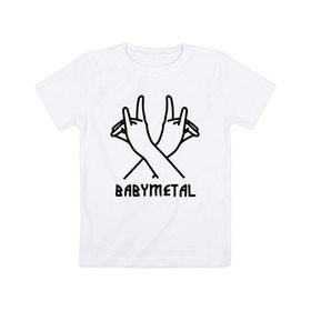 Детская футболка хлопок с принтом BABYMETAL в Санкт-Петербурге, 100% хлопок | круглый вырез горловины, полуприлегающий силуэт, длина до линии бедер | babymetal | j pop | japan | бэбиметал | дэт метал | каваий метал | моа кикути | судзука накамото | юи мидзуно | япония