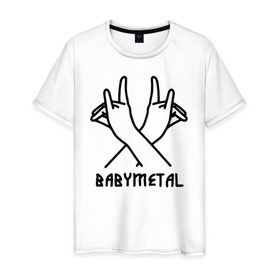 Мужская футболка хлопок с принтом BABYMETAL в Санкт-Петербурге, 100% хлопок | прямой крой, круглый вырез горловины, длина до линии бедер, слегка спущенное плечо. | babymetal | j pop | japan | бэбиметал | дэт метал | каваий метал | моа кикути | судзука накамото | юи мидзуно | япония