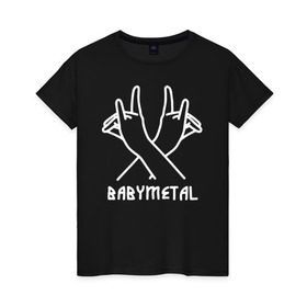 Женская футболка хлопок с принтом BABYMETAL в Санкт-Петербурге, 100% хлопок | прямой крой, круглый вырез горловины, длина до линии бедер, слегка спущенное плечо | babymetal | j pop | japan | бэбиметал | дэт метал | каваий метал | моа кикути | судзука накамото | юи мидзуно | япония