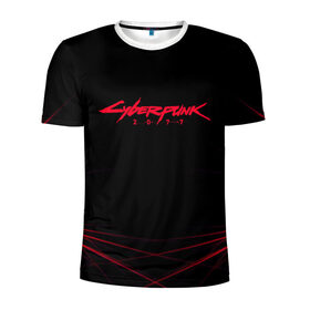 Мужская футболка 3D спортивная с принтом Cyberpunk 2077 | Samurai. в Санкт-Петербурге, 100% полиэстер с улучшенными характеристиками | приталенный силуэт, круглая горловина, широкие плечи, сужается к линии бедра | 