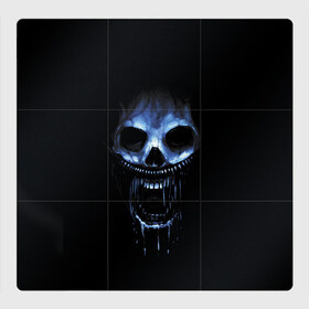 Магнитный плакат 3Х3 с принтом Ужас в Санкт-Петербурге, Полимерный материал с магнитным слоем | 9 деталей размером 9*9 см | 31 | black | blue | fear | grin | halloween | horror | jaw | night | orbits | saliva | skull | teeth | глазницы | зубы | ночь | оскал | синий | слюна | ужас | хэллоуин | череп | черный