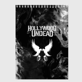 Скетчбук с принтом HOLLYWOOD UNDEAD в Санкт-Петербурге, 100% бумага
 | 48 листов, плотность листов — 100 г/м2, плотность картонной обложки — 250 г/м2. Листы скреплены сверху удобной пружинной спиралью | charlie scene | danny | funny man | hollywood undead | j dog | johnny 3 tears | logo | music | rock | альтернатива | металл | музыка | музыкальный | рок