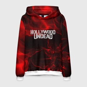 Мужская толстовка 3D с принтом HOLLYWOOD UNDEAD в Санкт-Петербурге, 100% полиэстер | двухслойный капюшон со шнурком для регулировки, мягкие манжеты на рукавах и по низу толстовки, спереди карман-кенгуру с мягким внутренним слоем. | charlie scene | danny | funny man | hollywood undead | j dog | johnny 3 tears | logo | music | rock | альтернатива | металл | музыка | музыкальный | рок