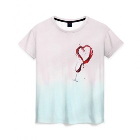 Женская футболка 3D с принтом Винишко в сердце у меня в Санкт-Петербурге, 100% полиэфир ( синтетическое хлопкоподобное полотно) | прямой крой, круглый вырез горловины, длина до линии бедер | Тематика изображения на принте: wine | бокал | винишко | вино | винцо | любовь | сердце | фужер