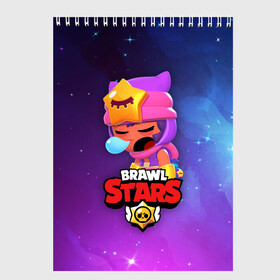 Скетчбук с принтом SANDY SPACE (Brawl Stars) в Санкт-Петербурге, 100% бумага
 | 48 листов, плотность листов — 100 г/м2, плотность картонной обложки — 250 г/м2. Листы скреплены сверху удобной пружинной спиралью | brawl | bull | colt | crow | game | games | leon | online | penny | poco | sandy | shelly | spike | star | stars | wanted | брав | бравл | браво | звезда | звезды | игра | игры | лого | онлайн | сенди | старс | сэнди