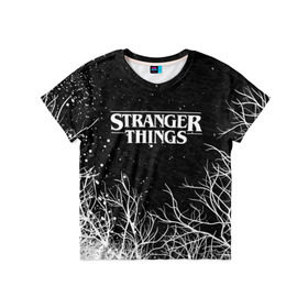 Детская футболка 3D с принтом STRANGER THINGS в Санкт-Петербурге, 100% гипоаллергенный полиэфир | прямой крой, круглый вырез горловины, длина до линии бедер, чуть спущенное плечо, ткань немного тянется | 11 | stranger things | одди | одиннадцатая | очень странные дела | сериалы