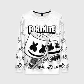 Женский свитшот 3D с принтом FORTNITE MARSHMELLO в Санкт-Петербурге, 100% полиэстер с мягким внутренним слоем | круглый вырез горловины, мягкая резинка на манжетах и поясе, свободная посадка по фигуре | chapter 2 | fortnite | marshmello | диджей | игры | маршмэллоу | молоток | фортнайт