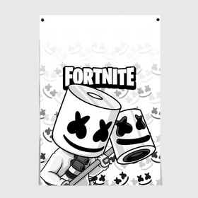 Постер с принтом FORTNITE MARSHMELLO в Санкт-Петербурге, 100% бумага
 | бумага, плотность 150 мг. Матовая, но за счет высокого коэффициента гладкости имеет небольшой блеск и дает на свету блики, но в отличии от глянцевой бумаги не покрыта лаком | chapter 2 | fortnite | marshmello | диджей | игры | маршмэллоу | молоток | фортнайт