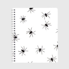 Тетрадь с принтом Пауки в Санкт-Петербурге, 100% бумага | 48 листов, плотность листов — 60 г/м2, плотность картонной обложки — 250 г/м2. Листы скреплены сбоку удобной пружинной спиралью. Уголки страниц и обложки скругленные. Цвет линий — светло-серый
 | Тематика изображения на принте: spider | spiders | абстрактный | абстракция | животное | животные | жук | жуки | насекомое | насекомые | паук | паучий | паучки | паучок | природа | фауна