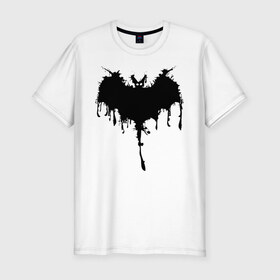 Мужская футболка премиум с принтом Bat в Санкт-Петербурге, 92% хлопок, 8% лайкра | приталенный силуэт, круглый вырез ворота, длина до линии бедра, короткий рукав | 31 | bat | blot | eyes | halloween | wings | глаза | клякса | крылья | летучая мышь | хэллоуин