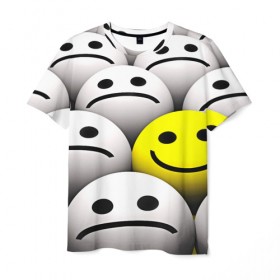 Мужская футболка 3D с принтом EMOJI 2019 в Санкт-Петербурге, 100% полиэфир | прямой крой, круглый вырез горловины, длина до линии бедер | Тематика изображения на принте: emoji | настроение | позитив | смайлики | смайлы | стикеры | текстура смайл | улыбки | фон смайл | эмодзи