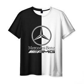 Мужская футболка 3D с принтом MERCEDES-BENZ в Санкт-Петербурге, 100% полиэфир | прямой крой, круглый вырез горловины, длина до линии бедер | amg | benz | mercedes | амг | бенз | бенс | бенц | гелик | мерин | мерс | мерседес