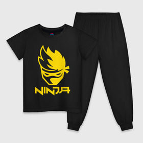 Детская пижама хлопок с принтом FORTNITE NINJA в Санкт-Петербурге, 100% хлопок |  брюки и футболка прямого кроя, без карманов, на брюках мягкая резинка на поясе и по низу штанин
 | fnchap2 | fortnite | fortnite 2 | fortnite x | marshmello | ninja | ninja hyper streamer | ninja streamer | streamer | tyler blevins | маршмелло | ниндзя | фортнайт | фортнайт 2 | фортнайт глава 2