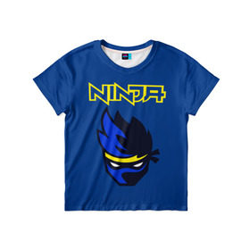 Детская футболка 3D с принтом FORTNITE NINJA в Санкт-Петербурге, 100% гипоаллергенный полиэфир | прямой крой, круглый вырез горловины, длина до линии бедер, чуть спущенное плечо, ткань немного тянется | Тематика изображения на принте: fortnite | fortnite 2 | fortnite x | marshmello | ninja | ninja hyper streamer | ninja streamer | streamer | tyler blevins | маршмелло | ниндзя | фортнайт | фортнайт 2 | фортнайт глава 2