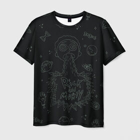 Мужская футболка 3D с принтом Planet Morty In Space в Санкт-Петербурге, 100% полиэфир | прямой крой, круглый вырез горловины, длина до линии бедер | dsgnosadchaya | rick  morty | space debris | vdosadir | джастин ройланд | дэн хармон | миссикс | планета | плюмбус | рик и морти