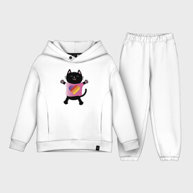 Детский костюм хлопок Oversize с принтом Black cat в Санкт-Петербурге,  |  | black | cat | eyes | heart | like | likee | moustache | mouth | nose | paws | smile | tail | tounge | глаза | кот | котенок | кошка | лапы | нос | рот | сердце | улыбка | усы | хвост | черный | язык