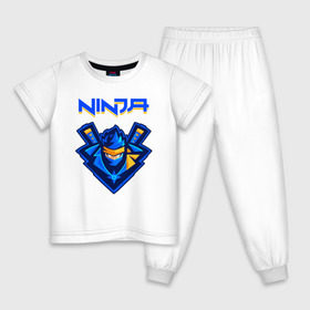 Детская пижама хлопок с принтом FORTNITE NINJA в Санкт-Петербурге, 100% хлопок |  брюки и футболка прямого кроя, без карманов, на брюках мягкая резинка на поясе и по низу штанин
 | Тематика изображения на принте: fnchap2 | fortnite | fortnite 2 | fortnite x | marshmello | ninja | ninja hyper streamer | ninja streamer | streamer | tyler blevins | маршмелло | ниндзя | фортнайт | фортнайт 2 | фортнайт глава 2