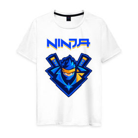 Мужская футболка хлопок с принтом FORTNITE NINJA в Санкт-Петербурге, 100% хлопок | прямой крой, круглый вырез горловины, длина до линии бедер, слегка спущенное плечо. | fnchap2 | fortnite | fortnite 2 | fortnite x | marshmello | ninja | ninja hyper streamer | ninja streamer | streamer | tyler blevins | маршмелло | ниндзя | фортнайт | фортнайт 2 | фортнайт глава 2