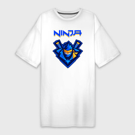 Платье-футболка хлопок с принтом FORTNITE NINJA в Санкт-Петербурге,  |  | fnchap2 | fortnite | fortnite 2 | fortnite x | marshmello | ninja | ninja hyper streamer | ninja streamer | streamer | tyler blevins | маршмелло | ниндзя | фортнайт | фортнайт 2 | фортнайт глава 2