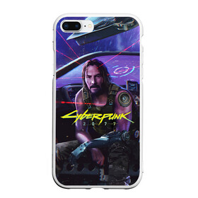 Чехол для iPhone 7Plus/8 Plus матовый с принтом CYBERPUNK 2077 - КИАНУ в Санкт-Петербурге, Силикон | Область печати: задняя сторона чехла, без боковых панелей | 2077 | cyber | cyberpunk | demon | glitch | keanu | logo | punk | reeves | samurai | symbol | team | trauma | глитч | демон | киану | кибер | киберпанк | клан | лого | логотип | огонь | панк | ривз | самурай | символ