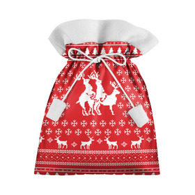 Подарочный 3D мешок с принтом СВИТЕР С ОЛЕНЯМИ в Санкт-Петербурге, 100% полиэстер | Размер: 29*39 см | christmas | new year | winter | дед мороз | зима | ирония | клауз | клаус | новый год | олени | подарки | рождество | санта | сарказм | свитер с оленями | снег