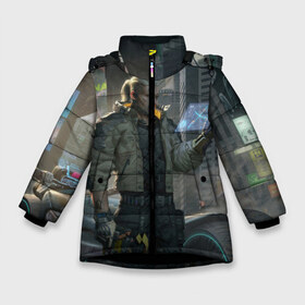 Зимняя куртка для девочек 3D с принтом Cyber Geralt в Санкт-Петербурге, ткань верха — 100% полиэстер; подклад — 100% полиэстер, утеплитель — 100% полиэстер. | длина ниже бедра, удлиненная спинка, воротник стойка и отстегивающийся капюшон. Есть боковые карманы с листочкой на кнопках, утяжки по низу изделия и внутренний карман на молнии. 

Предусмотрены светоотражающий принт на спинке, радужный светоотражающий элемент на пуллере молнии и на резинке для утяжки. | cd project red | cyberpunk 2077 | demon | games | geralt | keanu reeves | samurai | the witcher | ведьмак | геральт | демон | игры | киану ривз | киберпанк 2077 | самурай