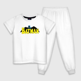Детская пижама хлопок с принтом Batman logo в Санкт-Петербурге, 100% хлопок |  брюки и футболка прямого кроя, без карманов, на брюках мягкая резинка на поясе и по низу штанин
 | 80 | 80th | anniversary | bat man | batman | batman comics | caped crusader | dark knight | shtatjl | бетмен | брюс уэйн | бэт мен | бэтмен | тёмный рыцарь
