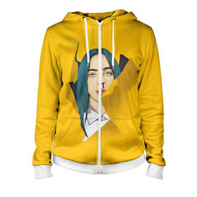 Женская толстовка 3D на молнии с принтом Billie Eilish в Санкт-Петербурге, 100% полиэстер | длина до линии бедра, манжеты и пояс оформлены мягкой тканевой резинкой, двухслойный капюшон со шнурком для регулировки, спереди молния, по бокам два кармана | bad | billie | boy | boys | eilish | girl | girls | music | pop | rap | sad | trend | билли | грустно | девочка | девочки | девушка | мальчик | музыка | поп | рэп | тренд | эйлиш