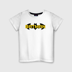 Детская футболка хлопок с принтом Batman Logo в Санкт-Петербурге, 100% хлопок | круглый вырез горловины, полуприлегающий силуэт, длина до линии бедер | Тематика изображения на принте: 80 | 80th | anniversary | bat man | batman | batman comics | caped crusader | dark knight | shtatjl | бетмен | брюс уэйн | бэт мен | бэтмен | логотип | надпись | тёмный рыцарь