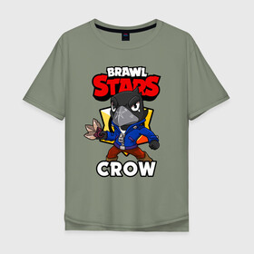 Мужская футболка хлопок Oversize с принтом BRAWL STARS CROW в Санкт-Петербурге, 100% хлопок | свободный крой, круглый ворот, “спинка” длиннее передней части | brawl stars | brawl stars crow | brawler | crow | бравл старз | бравлер | ворон