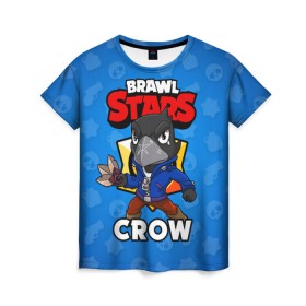 Женская футболка 3D с принтом BRAWL STARS CROW в Санкт-Петербурге, 100% полиэфир ( синтетическое хлопкоподобное полотно) | прямой крой, круглый вырез горловины, длина до линии бедер | brawl stars | brawl stars crow | brawler | crow | бравл старз | бравлер | ворон