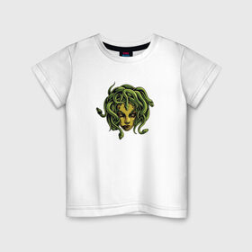Детская футболка хлопок с принтом Медуза Горгона в Санкт-Петербурге, 100% хлопок | круглый вырез горловины, полуприлегающий силуэт, длина до линии бедер | горгона | змеи | медуза горгона | мистика | монстер | существо