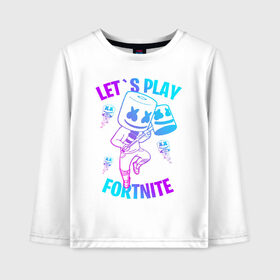 Детский лонгслив хлопок с принтом FORTNITE x MARSHMELLO в Санкт-Петербурге, 100% хлопок | круглый вырез горловины, полуприлегающий силуэт, длина до линии бедер | fortnite | fortnite 2 | fortnite x | marshmello | ninja | ninja hyper streamer | ninja streamer | streamer | tyler blevins | маршмелло | ниндзя | фортнайт | фортнайт 2 | фортнайт глава 2