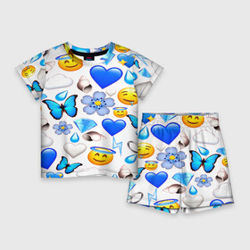 Детский костюм с шортами 3D с принтом Смайлики в Санкт-Петербурге,  |  | emoji | настроение | позитив | смайлики | смайлы | стикеры | текстура смайл | улыбки | фон смайл | эмодзи