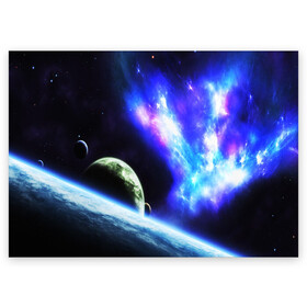 Поздравительная открытка с принтом ЗЕМЛЯ в Санкт-Петербурге, 100% бумага | плотность бумаги 280 г/м2, матовая, на обратной стороне линовка и место для марки
 | galaxy | nebula | space | star | абстракция | вселенная | галактика | звезда | звезды | космический | планеты